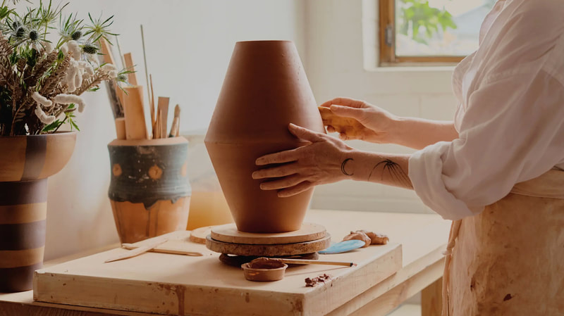 ceramic artwork being made in the pottery studio of belinda wiltshire